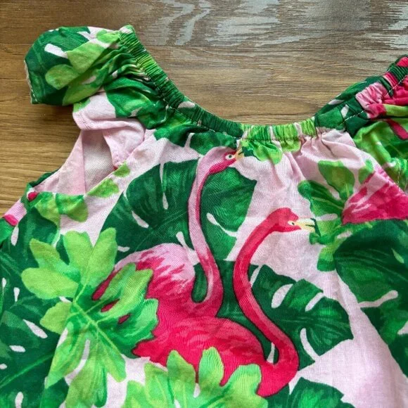 Janie and Jack Baby Tropical Flamingo Ruffle Romper - Picture 4 of 10